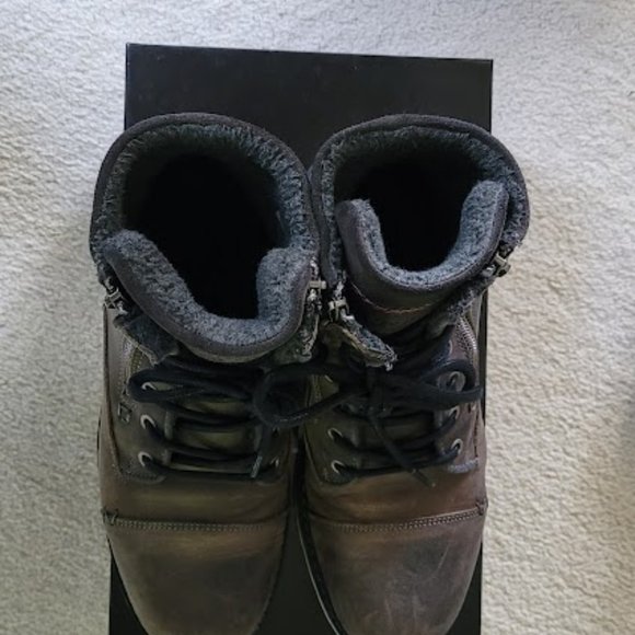 B2 Distressed Leather Fur Lined Men's Boots - Size 41/US 8 - Picture 5 of 11